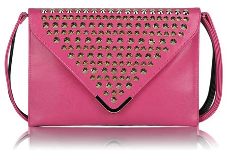 wholesale pink large slim clutch bag  studded flap