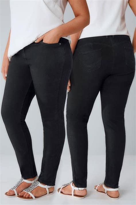 Black Denim Skinny Shaper Ava Jeans Plus Size 14 To 28