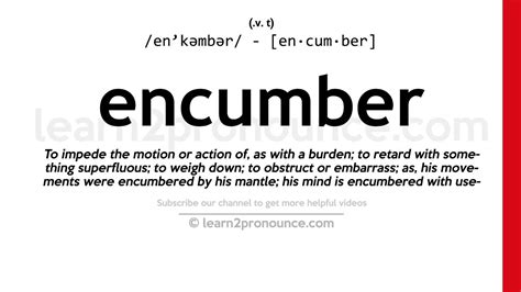 pronunciation  encumber definition  encumber youtube