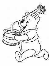 Birthday Coloring Pooh Winnie Visit sketch template