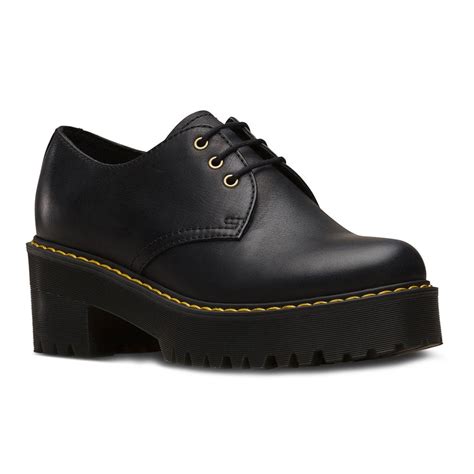 dr martens shriver womens leather platform shoes black