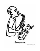 Saxophone Coloring Pages Playing Kid Music sketch template