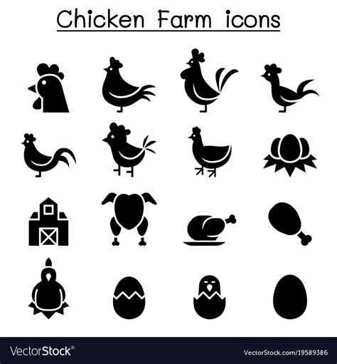 chicken icon set royalty  vector image vectorstock