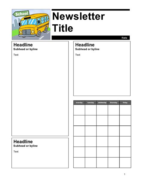 printable monthly newsletter templates printable templates