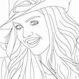 Selena Gomez Colorir Retrato Sombrero Hellokids Hermosa Lindo sketch template
