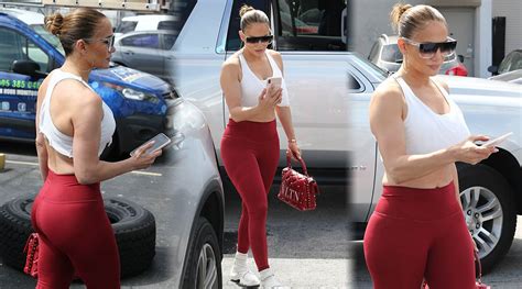 jennifer lopez sex ass in tight red leggings out in miami hot