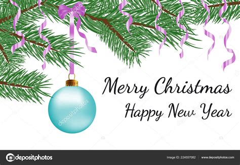 Merry Christmas Happy New Year Text Greeting Card Design