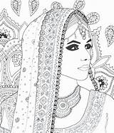 Mandala Hindu Ausmalbilder Indische Malerei Jugendstil Zentangle Frauen Doodle Malbuch Malvorlagen sketch template