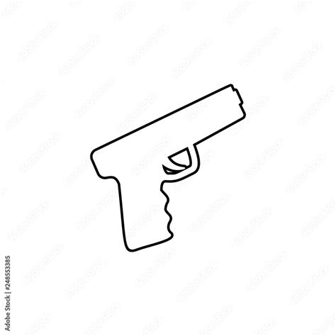 gun pistol handgun weapon icon simple thin  outline vector