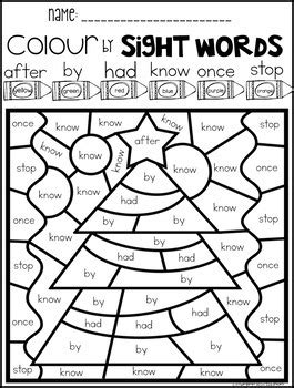 christmas color  code sight words  grade  kindergarten rocks