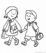School Coloring Pages Back Walking Kids sketch template