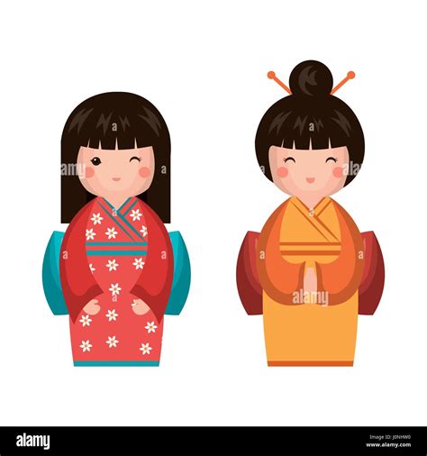 Japanese Girl Doll Icon Stock Vector Image And Art Alamy