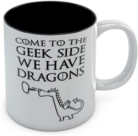 come to the geek side we have dragons funny coffee mug