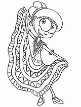 Mexican Coloring Pages Dress Culture Girl Beautiful Drawing Amazing Color Getdrawings sketch template