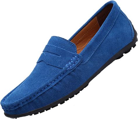 amazoncom tsiodfo suede royal blue loafers  men slip  dress shoes breathable leather