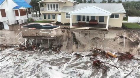 drone footage  erosion damage  daytona florida  hurricane