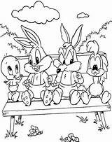 Coloring Bench Park Pages Looney Tunes Sitting Template sketch template