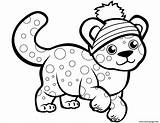 Coloring Cheetah Pages Cute Winter Hat Printable Print Drawing Supercoloring Animals Colorings Cartoon sketch template