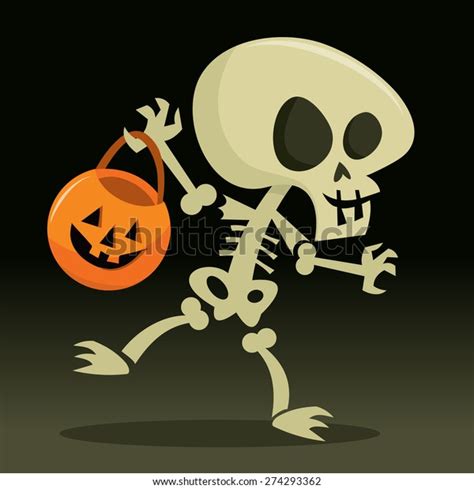 cartoon vector illustration happy skeleton going stock