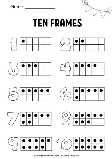 ten frames worksheets  printables math frames