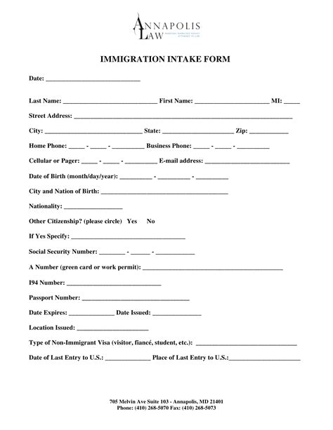 customer intake form template