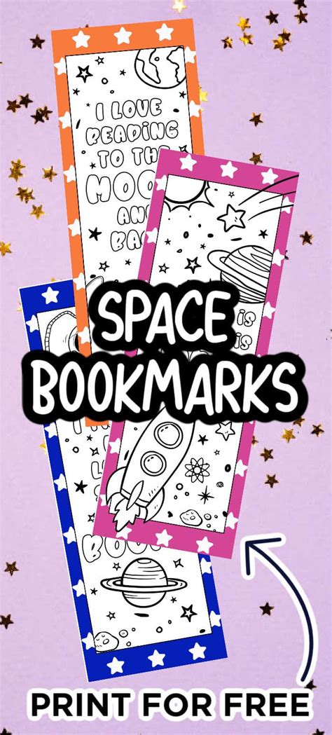 free printable bookmarks to color space bookmark made