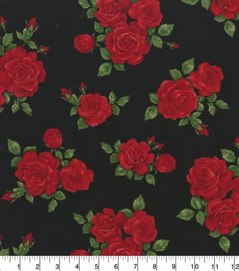 premium cotton fabric roses  black joann