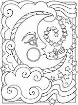 Coloring Sun Moon Stars Adult Pages Printable Sheets Star Těžké Omalovánky Colouring Planet sketch template