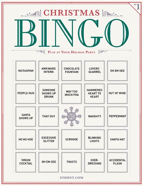 printable holiday party bingo christmas bingo  christmas