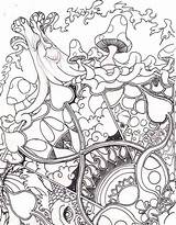 Coloring Pages Printable Trippy Mushroom Adult Deviantart Line Mushrooms Grown Book Colouring Color Shroom Drug Sun Drawing Drawings Books Sheets sketch template