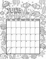 Calendar Coloring June Kids Printable Pages Woojr Month Monthly Planner Blank Print Cute 2021 Calender sketch template