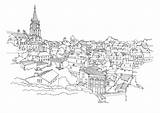 Oxford Cityscape sketch template
