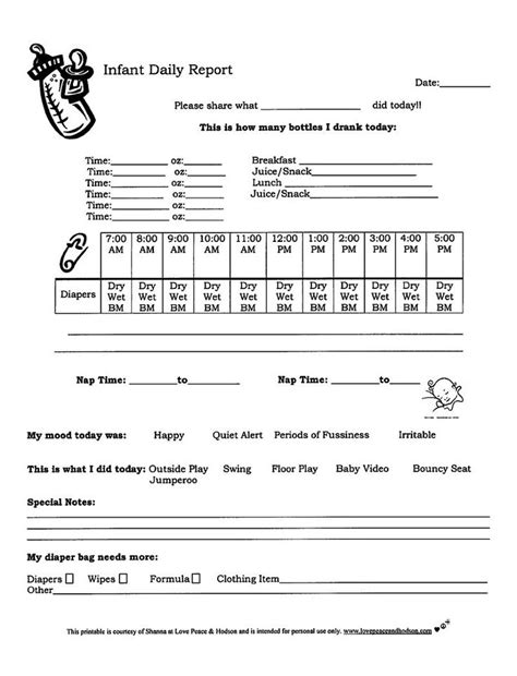 infants daily report sheet parenting  day care pinterest kids