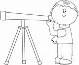 Telescope Boy Looking Clip Through Clipart Space Graphics Mycutegraphics Outline Use Library Cliparts sketch template