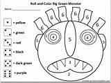 Monster Color Roll Green Away Go Activity Math Big Activities Printable Preschool Monsters Number Jdaniel4smom Will Children Kindergarten Book Face sketch template