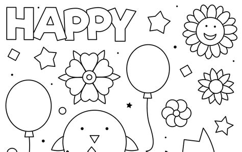 happy birthday coloring page unicorn pin  holiday celebration