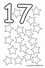 Number Seventeen Stars Coloring 17 Pages Flashcard Outline Al Flashcards Preschool Teaching Learning Site Click sketch template