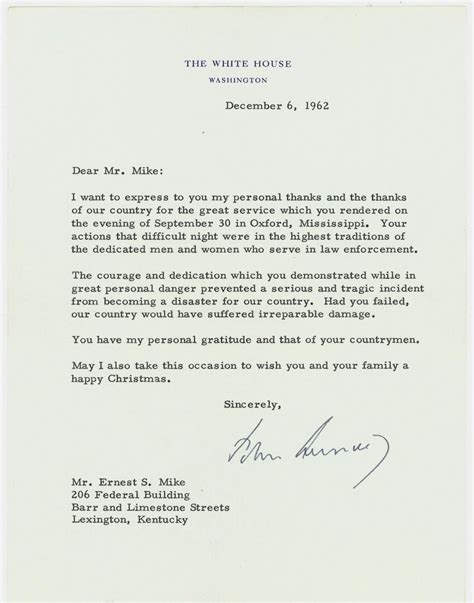 lot  president john  kennedy civil rights letter case auctions