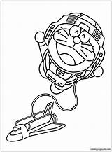 Doraemon Flying His Toys Pages Coloring Color sketch template