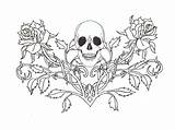Gothic Coloring Pages Skull Tattoo Roses Adults Drawing Skulls Vines Designs Printable Heart Moon Wallpaper Tattoos Adult Fairy Color Print sketch template