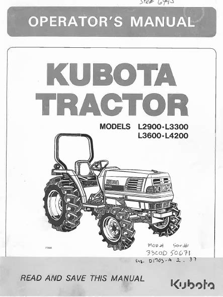 kubota     tractor operator owners manual   heydownloads