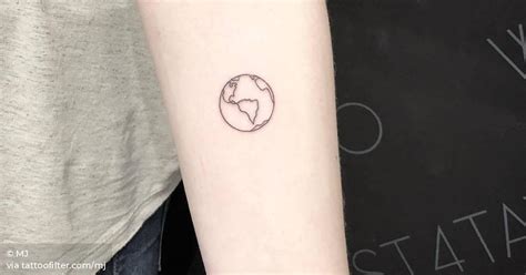 fine line planet earth tattoo on the left inner
