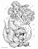 Coloring Mermaid Pages Mermaids Adult Adults Color Sheets Siren Fantasy Sea Printable Mythical Tattoo Etsy Friends Mystical Myth Dolphin Pregnant sketch template