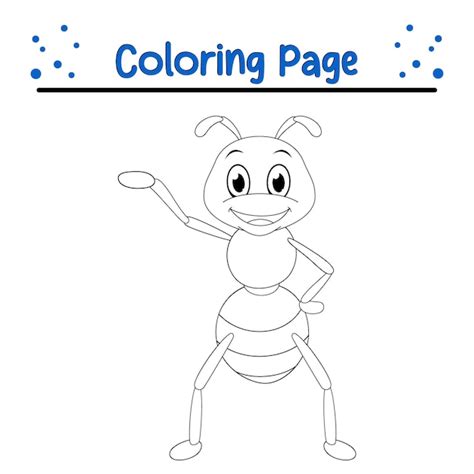 pagina da colorare formica felice  bambini libro da colorare bugs vettore premium