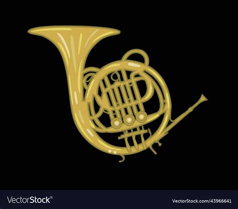 french horn on black background royalty free vector image