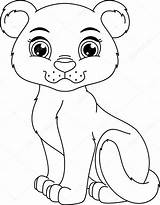 Panther Coloring Pages Baby Vector Cub Stock Drawing Face Illustration Cartoon Printable Depositphotos sketch template