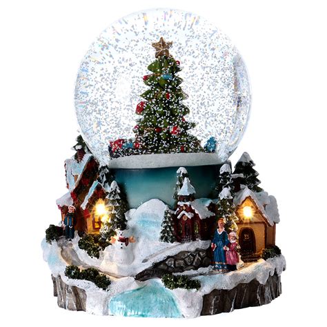 illuminated musical christmas snow globe  tree  cm  sales