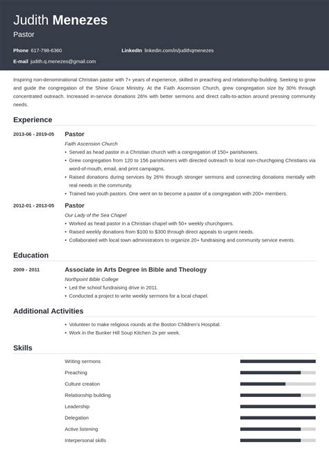 pastor resume template guide  examples