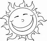 Sun Coloring Pages Cartoon Print Kids Smiling sketch template