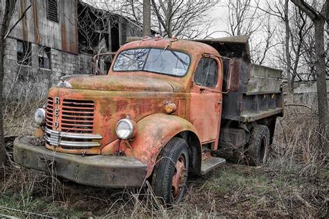 Old Reo E 19 Dump Truck Abandoned For Junk In The Weeds Of